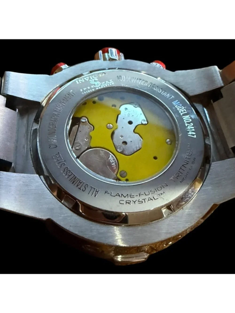 Invicta Speedway Model 24147 Chronograph Watch Red Dial Stainless Steel Bracelet
